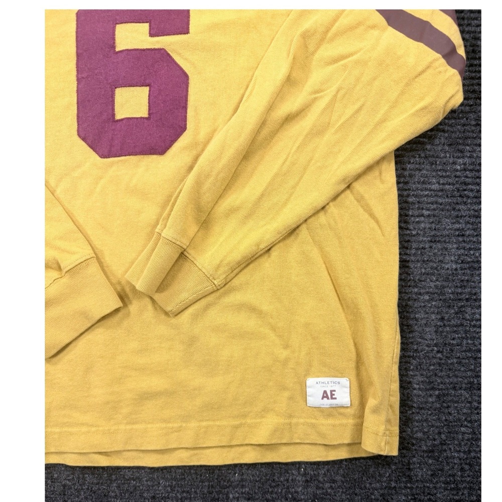 Vintage American Eagle Mens Yellow Long Sleeve Football Tee Shirt Number 6 Large - Picture 3 of 10